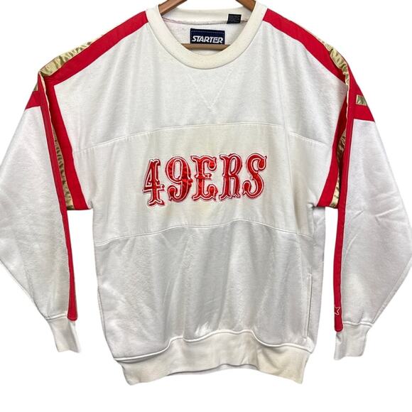 Vintage Starter SF 49ERS Crew Neck Sweatshirt Satin Embroidered Size XL Football - Picture 1 of 11